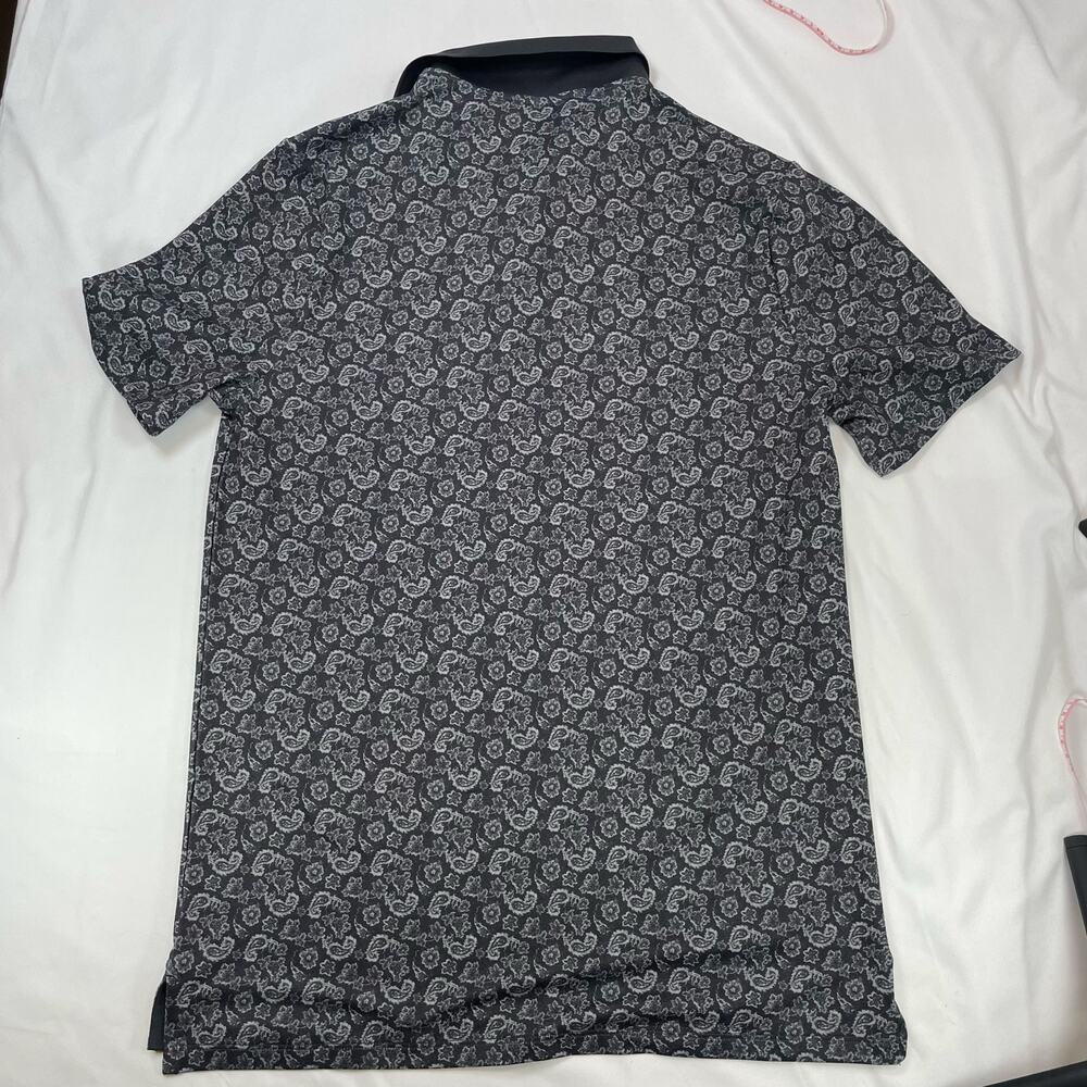 All In Motion Men's S Paisley Textured Performance Polo Shirt Black Grey Small - Picture 2 of 5